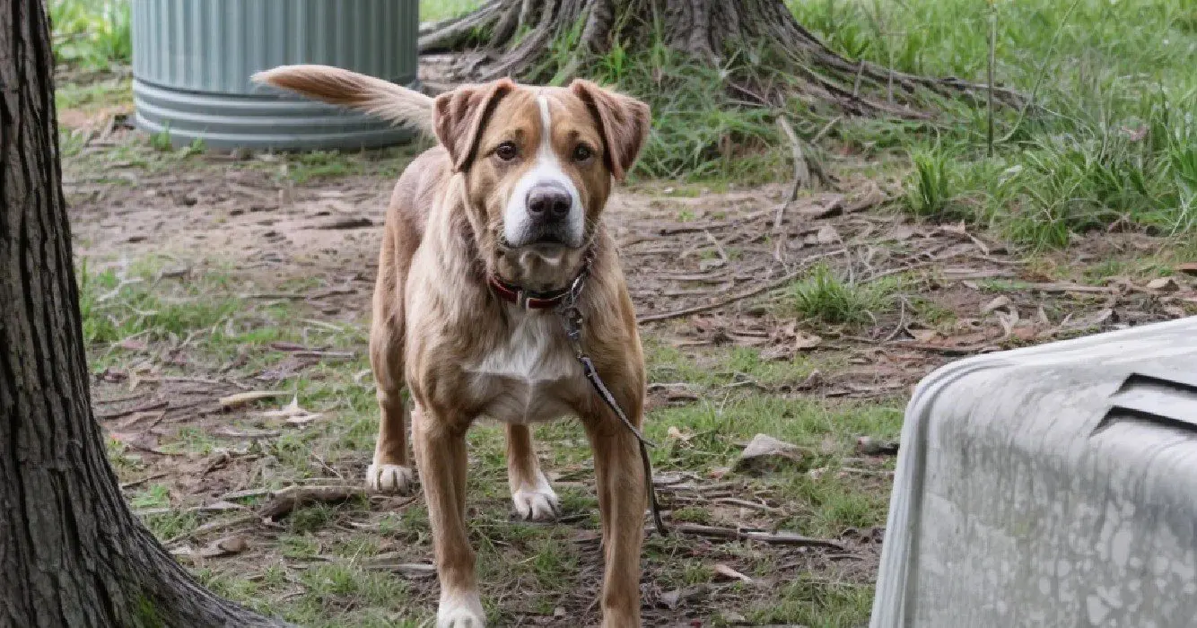 Stel koopt nieuw huis en vindt verlaten hond vastgebonden aan boom door vorige huiseigenaren