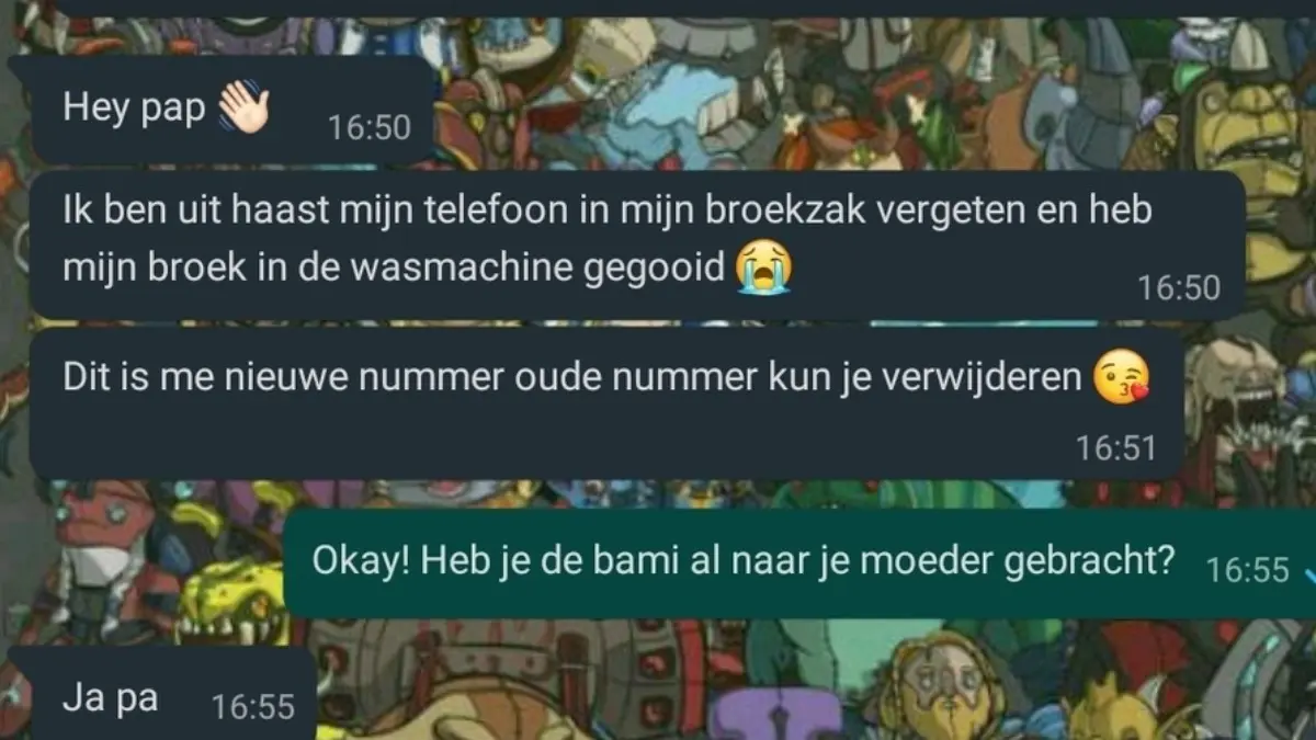 whatsapp oplichter vader bami