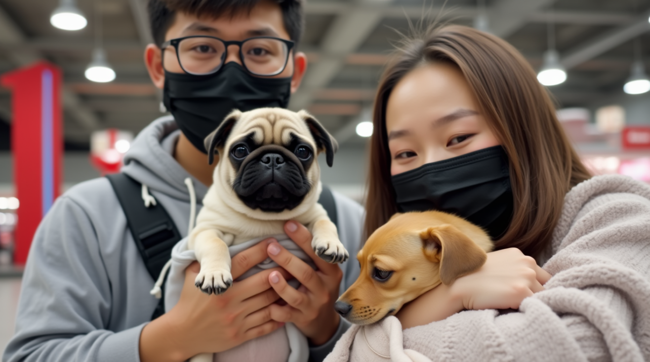 Hondje doet alsof ze blind is om nieuwe pup te negeren