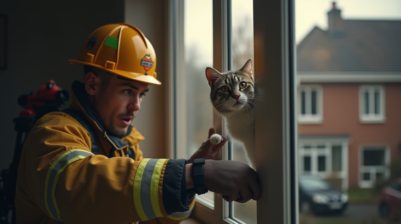 Kat zit urenlang klem vast in kiepraam, brandweer schiet te hulp