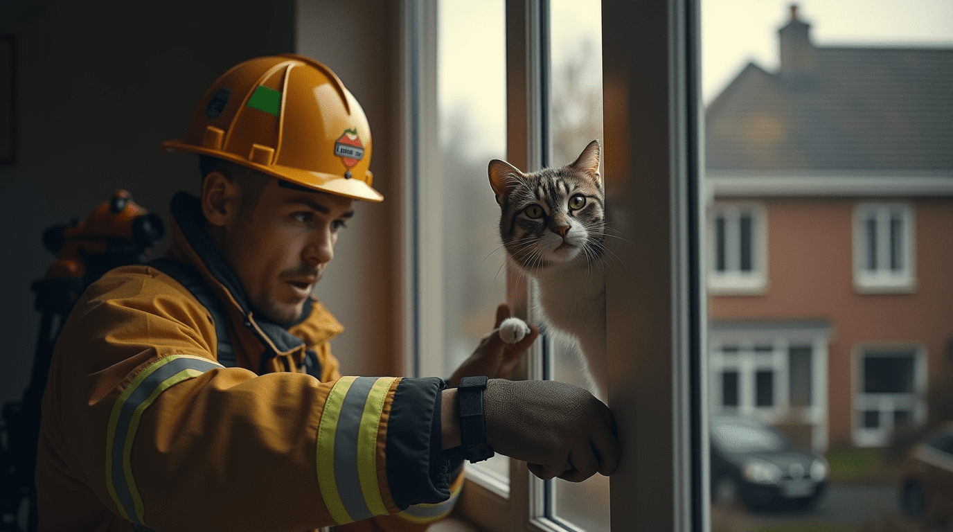 Kat zit urenlang klem vast in kiepraam, brandweer schiet te hulp