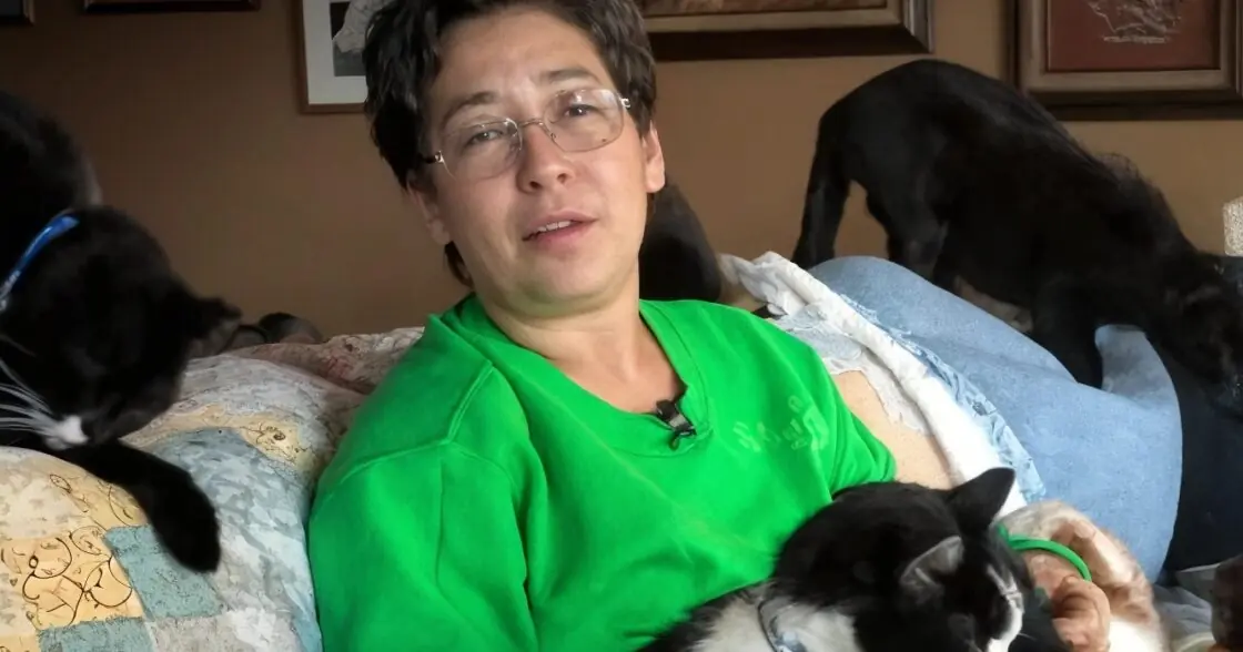 De vrouw zegt dat ze 1000 katten heeft choqueert iedereen als we een kijkje binnen nemen